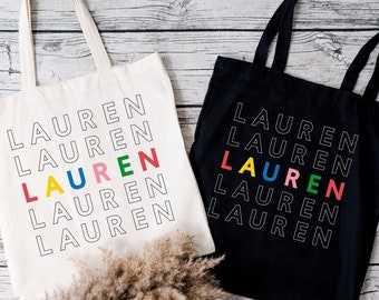Personalized Name Tote Bag, Custom Cotton Canvas Shopper
