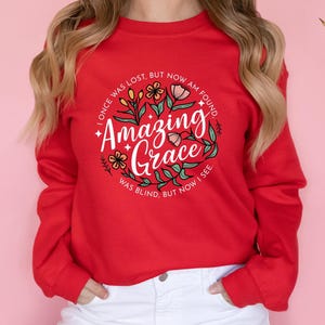 Grace Sweatshirt, Christian Bible Verse, Floral Design bild 4