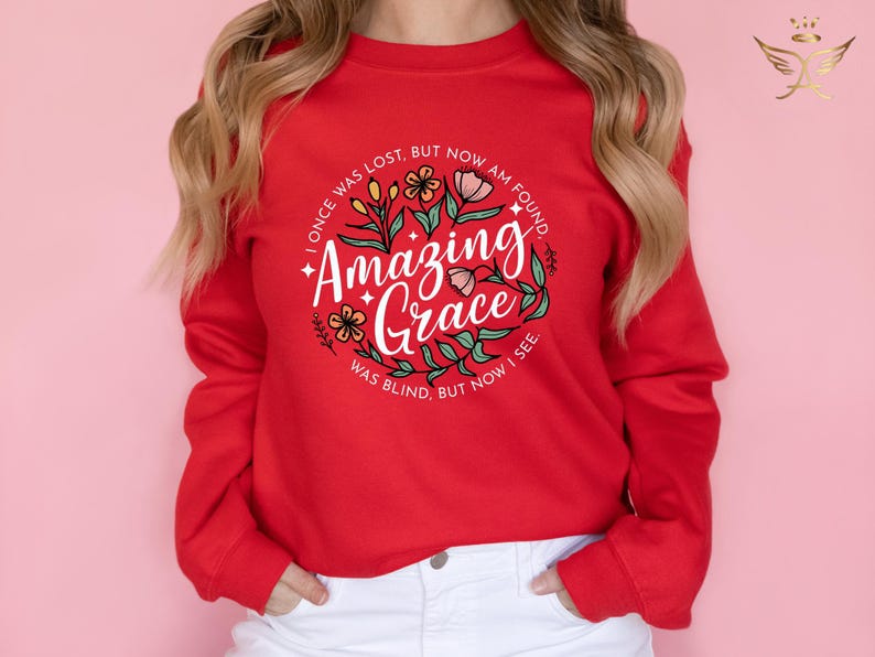 Grace Sweatshirt, Christian Bible Verse, Floral Design bild 4