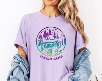 Custom Scout Shirt, Custom Camp Troop Number T-shirt, Camping Shirt, Camping Shirt, Troop Shirt, Girls Camping Tee, Girls Shirt, Spring Tee
