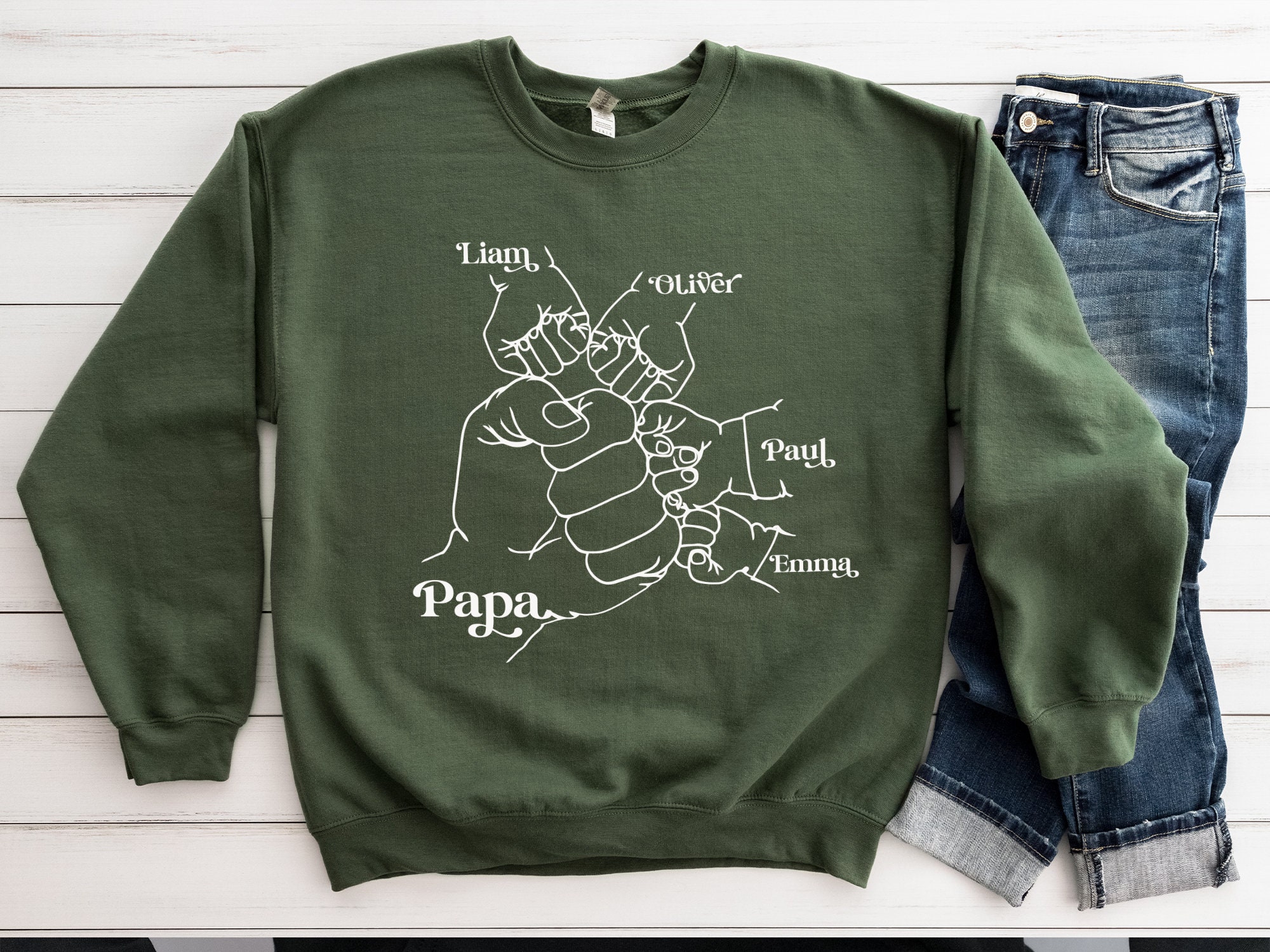 Custom Papa Sweatshirt, Personalized Father's Day Gift