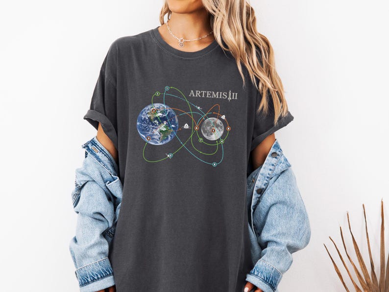 Comfort Colors® Artemis II Moon Mission T-Shirt, NASA Space Program Fan Tee, Astronomy Gift, Rocket Launch Shirt, Space Exploration Top image 9