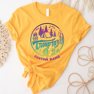 Custom Scout Shirt, Custom Camp Troop Number T-shirt, Camping Shirt, Camping Shirt, Troop Shirt, Girls Camping Tee, Girls Shirt, Spring Tee