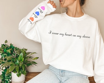 Custom Mama Sweatshirt, Kids Names on Sleeve, Personalized Mom Gift