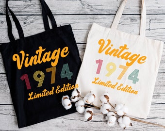 50th Birthday Vintage 1974 Canvas Tote Bag