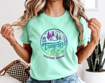 Custom Scout Shirt, Custom Camp Troop Number T-shirt, Camping Shirt, Camping Shirt, Troop Shirt, Girls Camping Tee, Girls Shirt, Spring Tee
