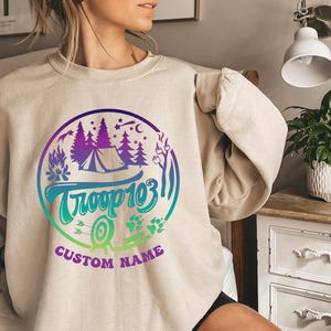 Custom Scout Sweatshirt, Custom Camp Troop Number Hoodie Camping Shirt, Camping Shirt, Troop Shirt, Girls Camping Tee, Girls Shirt