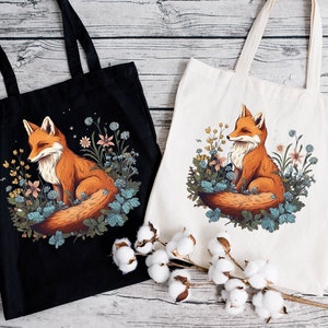 Fox Tote Bag Fox Lover Gift Fox Theme Tote Bag  Aesthetic Tote Woodland Fox Aesthetic Tote Bag