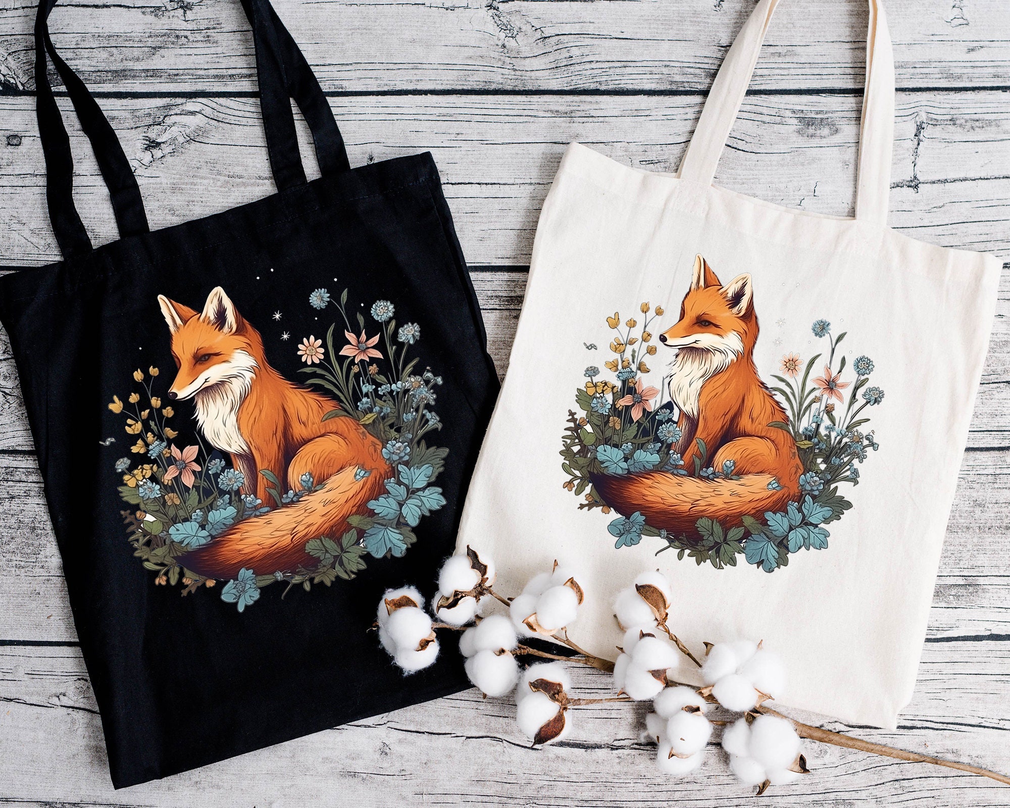 Fox Tote Bag Fox Lover Gift Fox Theme Tote Bag Aesthetic Tote Woodland Fox Aesthetic Tote Bag Etsy Ireland