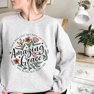 Grace Sweatshirt, Christian Bible Verse, Floral Design bild 3