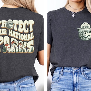 Camiseta "Protejamos nuestros Parques Nacionales" (2 lados), camiseta de activismo ambiental, camiseta de parques nacionales, camiseta "Protejamos nuestros Parques Nacionales", camiseta "Resist Bear"