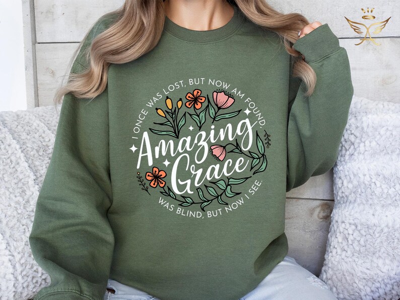 Grace Sweatshirt, Christian Bible Verse, Floral Design bild 2