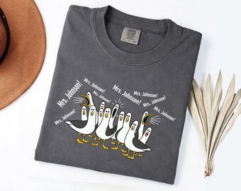 Comfort Colors® Custom  Seagulls Teacher T-shirt,  Disney Seagull Name Tee, Personalized Teacher Appreciation Gift