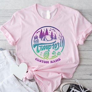 Custom Scout Shirt, Custom Camp Troop Number T-shirt, Camping Shirt, Camping Shirt, Troop Shirt, Girls Camping Tee, Girls Shirt, Spring Tee
