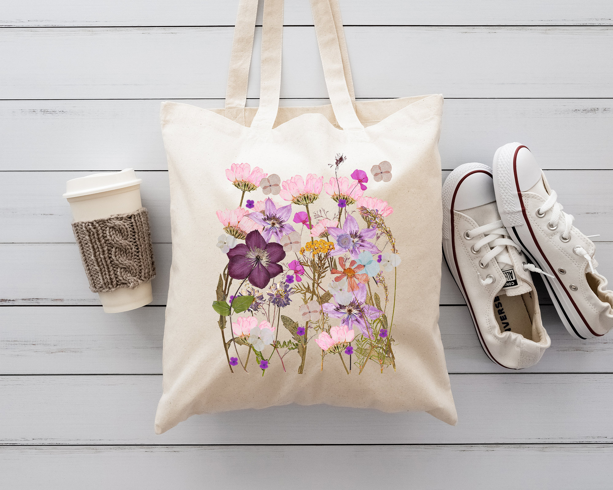 Floral Canvas Tote Bag Wildflower Design, Eco Friendly Etsy — free download