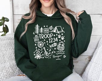 Custom Scout Troop Sweatshirt, Camping Hoodie, Girls Camp Tee