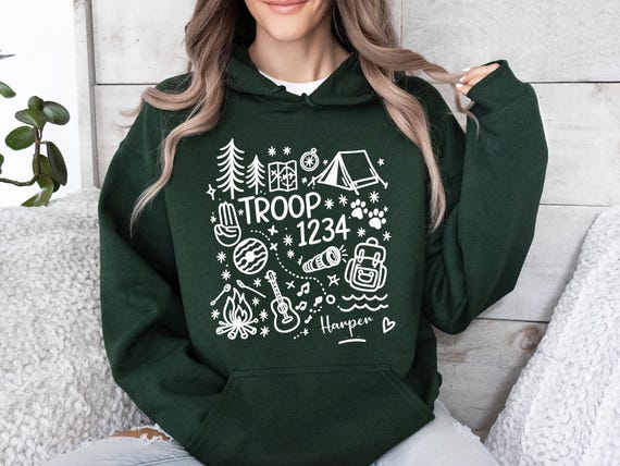 Custom Scout Troop Sweatshirt, Camping Hoodie, Girls Camp Tee