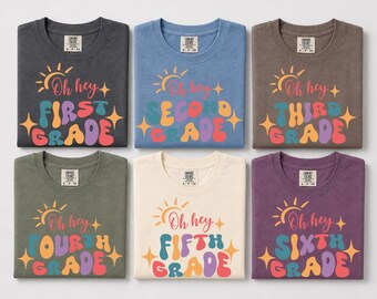 Comfort Colors® First Second Third Fourth Fifth Grade Teacher Team Shirts, Back to School T-Shirt, Grade Level Team Tees