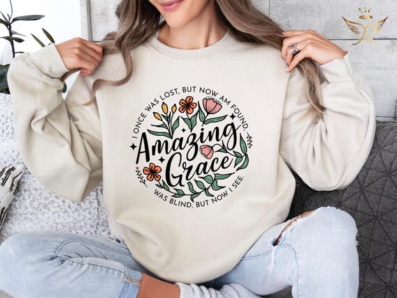 Grace Sweatshirt, Christian Bible Verse, Floral Design