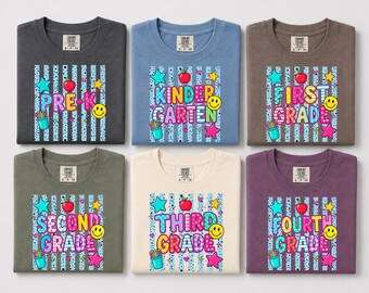 Comfort Colors® First Second Third Fourth Fifth Grade Teacher Team Shirts, Back to School T-Shirt, Grade Level Team Tees