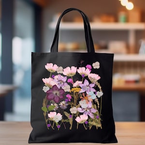 Bloemendraagtas bloemendraagtas canvas wilde bloementas milieuvriendelijke tas esthetische draagtas herbruikbare tas cadeau voor plantenliefhebber draagtas bloementas schattig