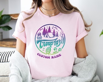 Custom Scout Troop T-Shirt, Girls Camping Tee