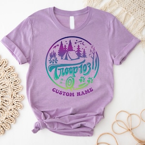 Custom Scout Shirt, Custom Camp Troop Number T-shirt, Camping Shirt, Camping Shirt, Troop Shirt, Girls Camping Tee, Girls Shirt, Spring Tee