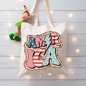 America Tote Bag, Floral Totes, Patriotic Totes, 4th July Party Totes, Memorial Totes, Party Gift Totes, Independence Day Party Gift Bag