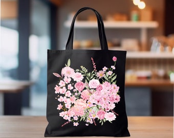 Floral Wildflower Canvas Tote Bag, Women's Gift