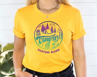 Custom Scout Shirt, Custom Camp Troop Number T-shirt, Camping Shirt, Camping Shirt, Troop Shirt, Girls Camping Tee, Girls Shirt, Spring Tee