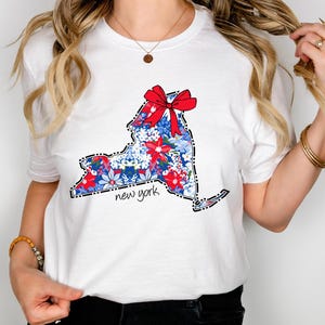 Chemise à fleurs de l'État de New York, souvenir de New York, cadeau de New York, cadeau de New York, chemises d'État des États-Unis, chemises de New York, t-shirt de New York, carte de New York