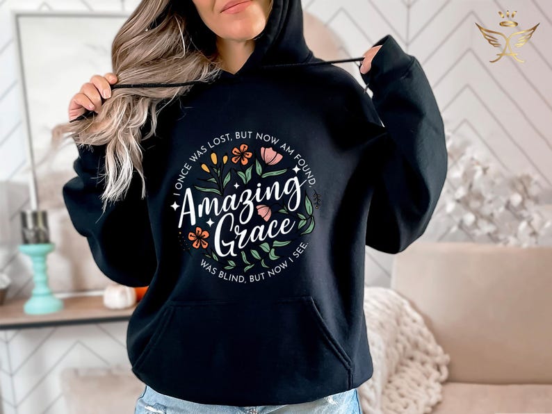 Grace Sweatshirt, Christian Bible Verse, Floral Design bild 6
