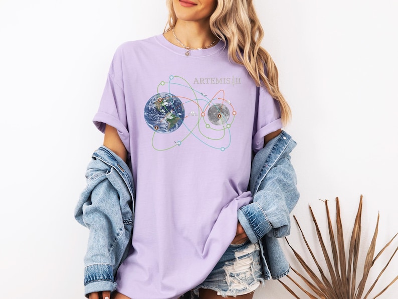 Comfort Colors® Artemis II Moon Mission T-Shirt, NASA Space Program Fan Tee, Astronomy Gift, Rocket Launch Shirt, Space Exploration Top image 5