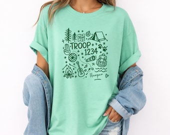 Comfort Colors® Custom Scout Troop Shirt,  Scout Tee, Personalized Troop Scouts Shirts,  Scouts Team Shirt, Camping Girl, Troop Number Shirt