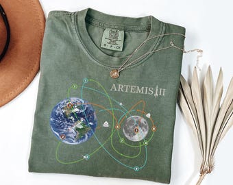 Comfort Colors® Artemis II Moon Mission T-Shirt, NASA Space Program Fan Tee, Astronomy Gift, Rocket Launch Shirt, Space Exploration Top