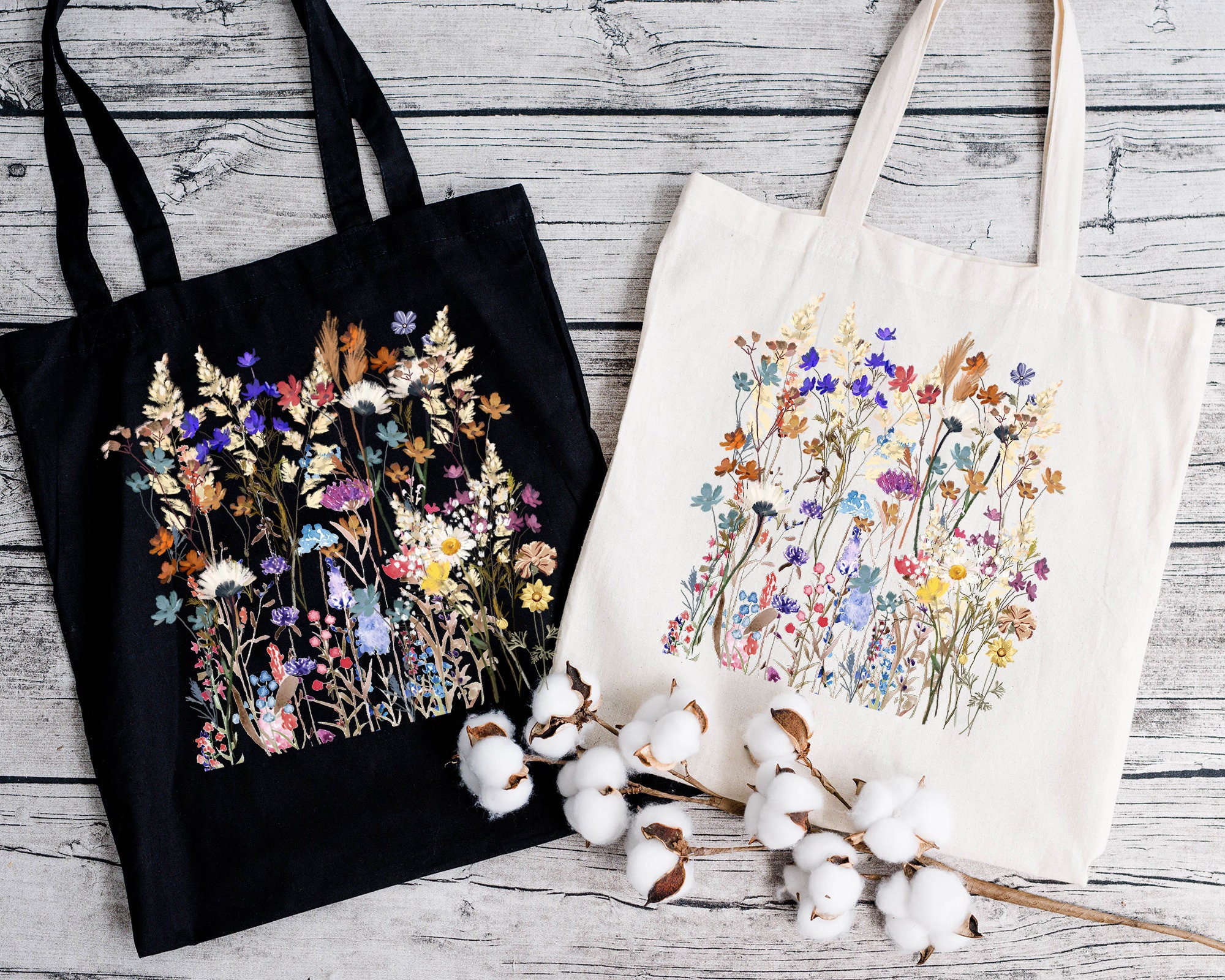 Wildflower Tote Bag, Floral Tote Bag, Gift for Women Totes