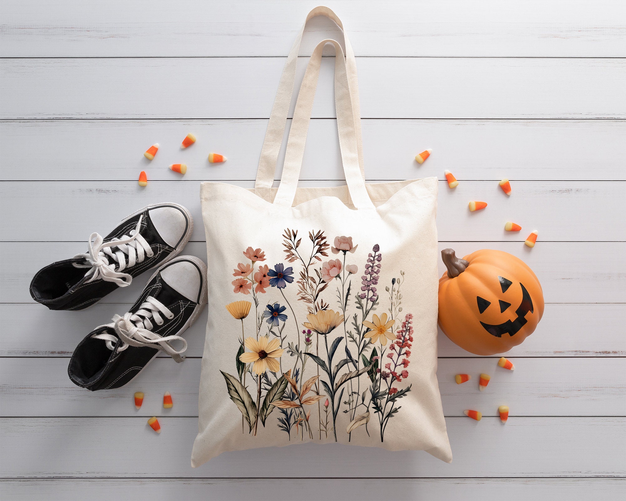 Wildflower Tote Bag,floral Botanical Tote,mothers Day Gift