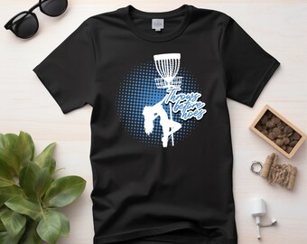 Camiseta divertida de disc golf con diseño de bailarina de barra.