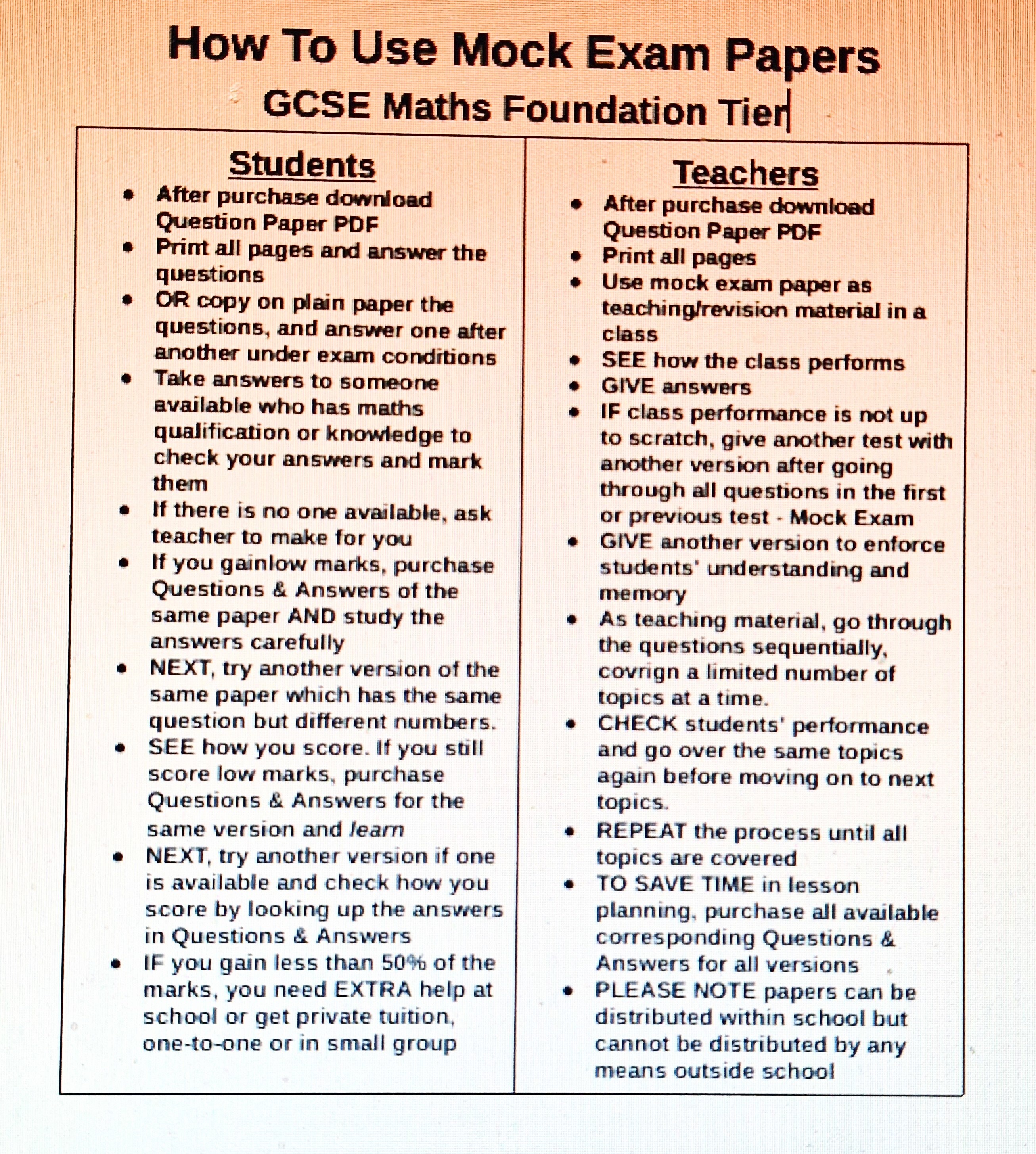 GCSE Maths Foundation Mock Exam VERSION 3 Questions & Answers Designed ...