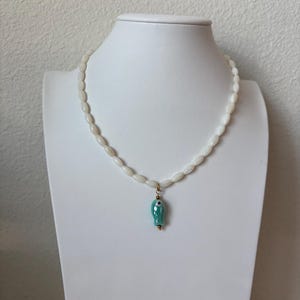 Beaded Fish Charm Necklace / Beaded Necklace / Gold Charm Necklace