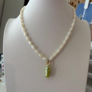 Catch of the Day Necklace - White Rice Bead Necklace with Blue Fish Charm | Handmade Summer Jewelry | Boho Beach Necklace | Fun Gift for Her