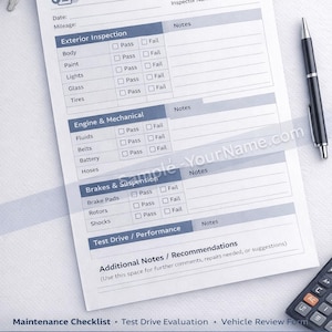 Vehicle Inspection Checklist | Printable Car Maintenance Form