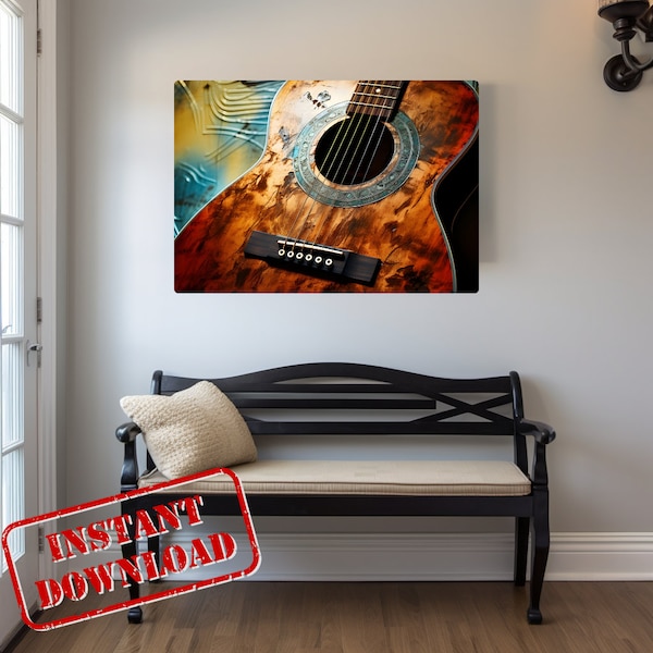 Guitar Art, Music Wall Art, Print, Digital Download, Instant Download