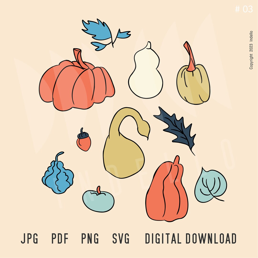 Autumn Gourds, Jpg, Pdf, Png, Svg, Instant Download, Fall, Oh My Gourd