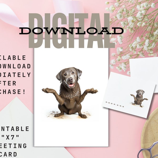 Silver Lab Mother's Day Card, Print for Mom, Digital Instant Downloadable Print, 5x7 Frameable Keepsake, Gift for Mom, Silver Labrador