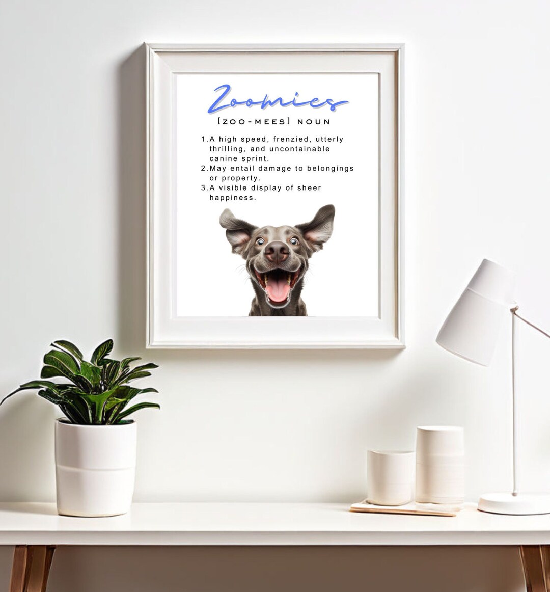 Silver Lab Wall Art Funny Labrador Zoomies Dictionary Definition Poster