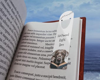Silver Labrador Bookmark for Dog Lovers and Avid Readers, "We Pawsed Right Here" Great Gift for Silver Lab Moms, Bookworms, Stocking Stuffer