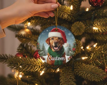 Personalized Fox Red Lab Christmas Ornament, Fox Red Lab Holiday Decor, Tree Ornament, Pet Lover Gift Idea, Fox Red Labrador Retriever Decor