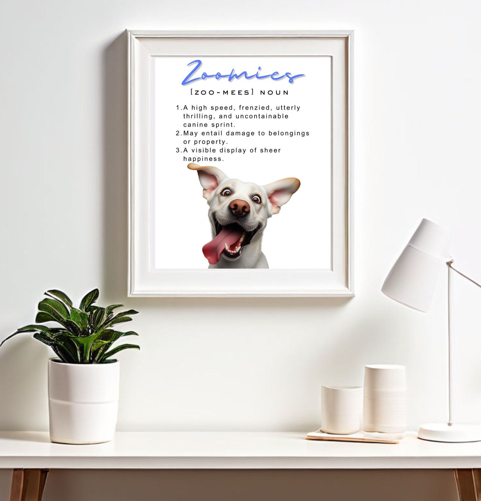 White Lab Wall Art Funny Labrador Zoomies Dictionary Definition Poster