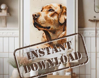 Yellow Lab Wall Art, Watercolor Labrador Digital Download, Dog Lover Gift, Pet Memorial Printable, Labrador Retriever Decor, Lab Print